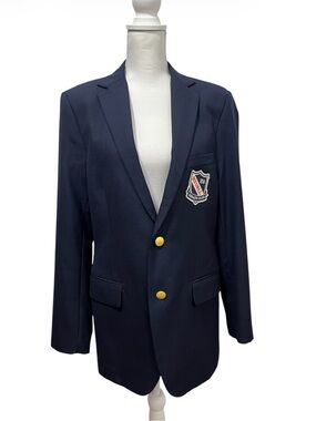 Lands’ End Rydell High Crest Navy Blue School Blazer
